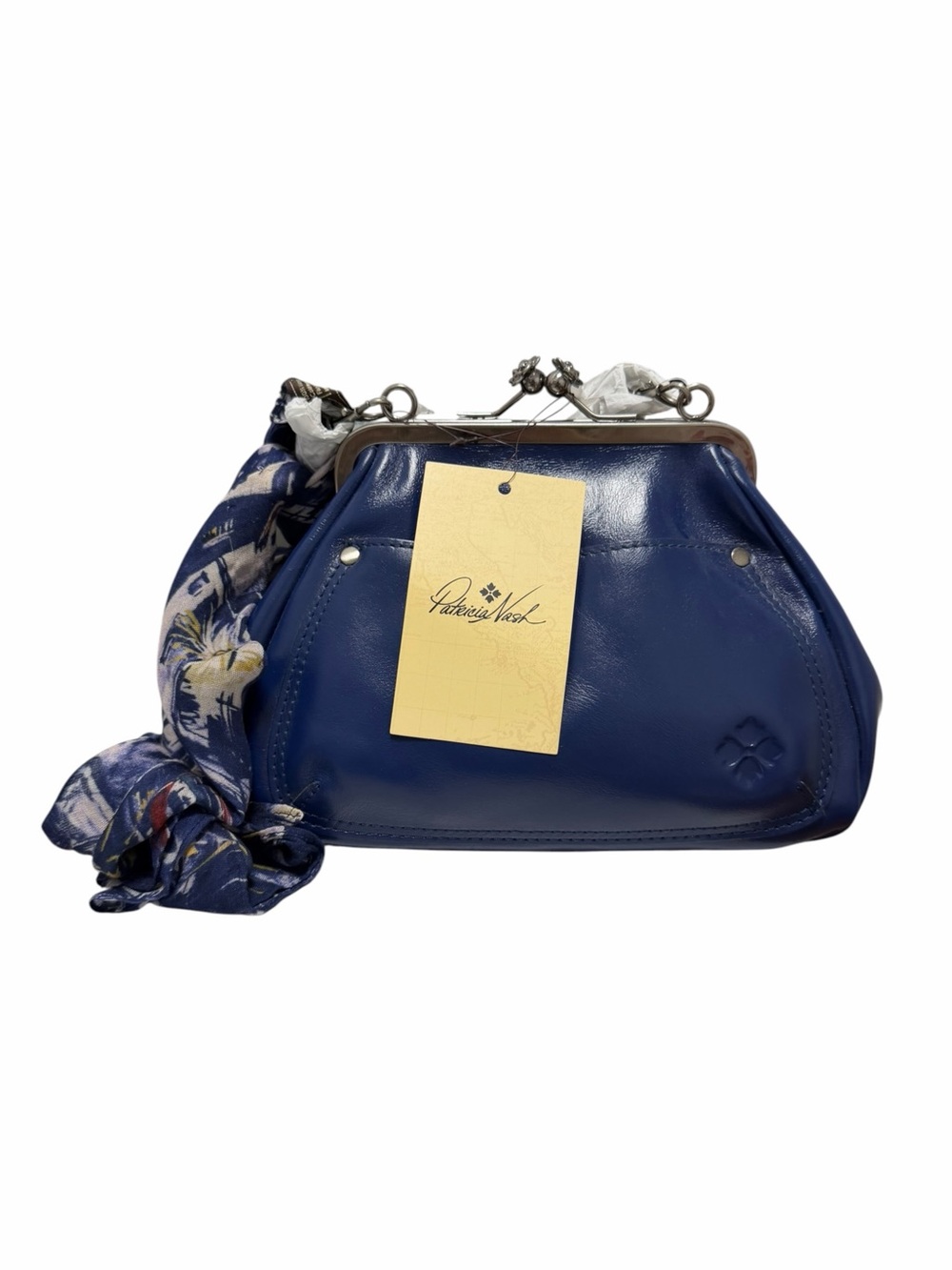Patricia Nash Solid Blue Leather Satchel Handbag